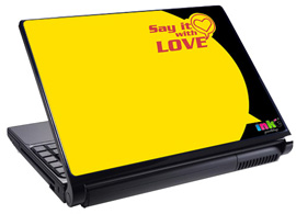 Скин за лаптоп LS2007, жълт LOVE