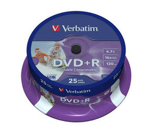 Verbatim DVD R 4.7GB Ink Printable шпиндел (25)