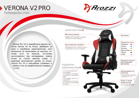 Геймърски стол Arozzi Verona-pro-V2, карбон