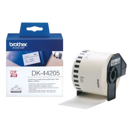 Brother DK-44205 Етикети (White Removable Paper Tape 62 mm x 30.48 m, Black on White)