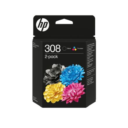 HP 6L6S6UE 2-Pack HP 308 Black/Tri-Color оригинална мастилена касета (черен, циан, магента, жълт)