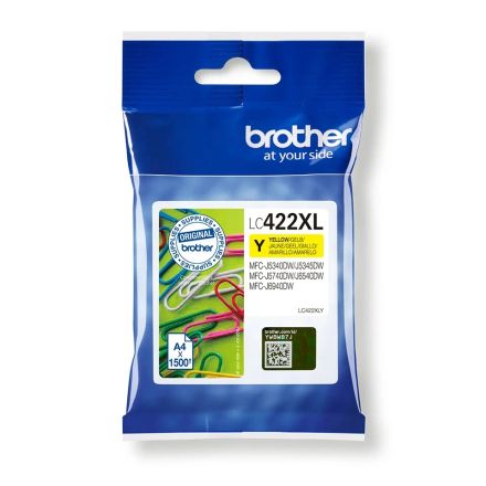 Brother LC-422XLY Оригинална мастилена касета (жълт)